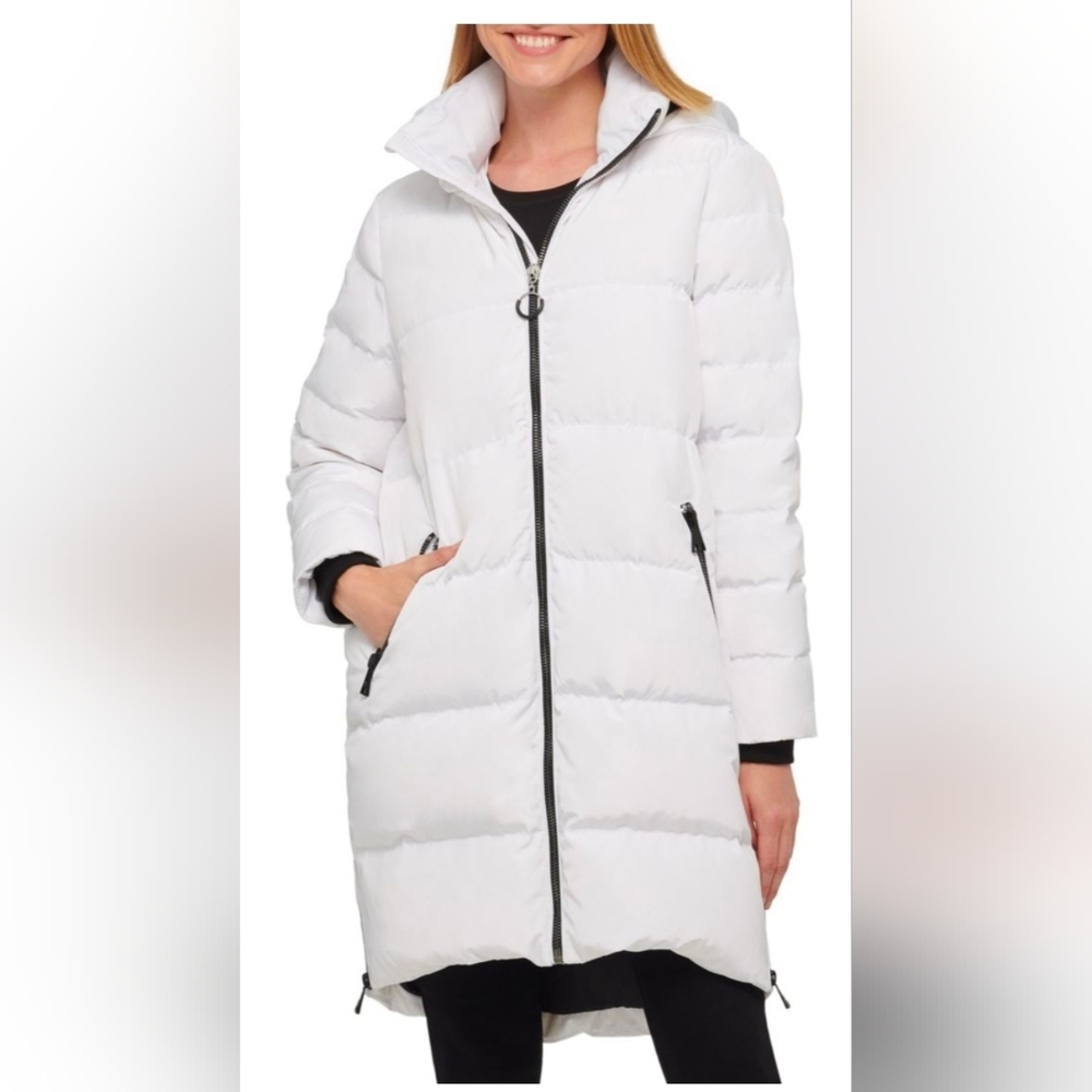 Karl Lagerfeld Paris White Quilted Down Parka Puffer Coat Jacket Size Small S